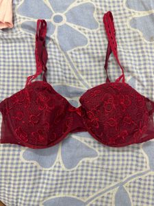 Elegant Burgundy Lace Bra