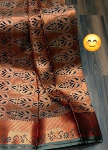 Elegant Peach Kanchipuram bridal Silk Saree