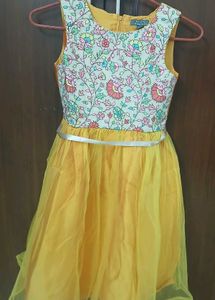 Floral Kids Yellow Dress (Frock ) ,Material- NET