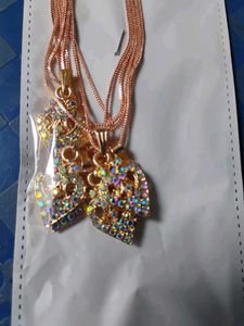 Rhinestone Leaf Pendant Necklace Set Of 6