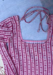 Pink Patterned short kurti