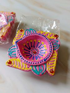 Unique Pink Diya Set