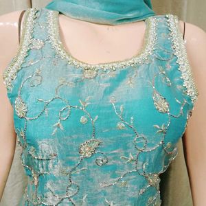 Elegant Teal Kurta plazzo Set
