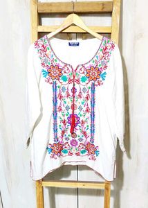 Embroidered off White Top size-44-46