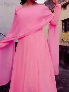 Elegant Pink Anarkali Suit Set