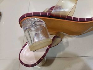 Transparent Strip, Maroon Color Urbantic Heels