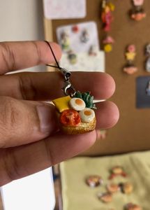 egg toast food clay charm