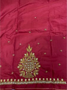 Marroon Maggam Work Blouse Unstitched.