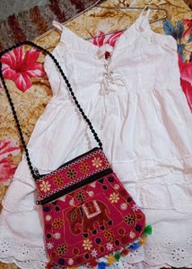 White Eyelet Dress With Free Bag