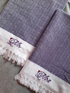 Purple Couple Bath Towel Mr&Mrs Embroidery