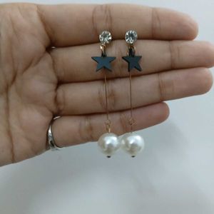 Star &amp; Pearl Dangle Earrings