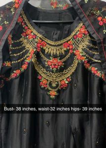 Black Embroidered Pant Suit