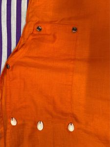 HANDWORK ORANGE SLEEVELESS KURTI