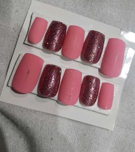 Pink & Glitter Press-On Nails