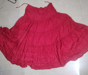Red Tiered Ethnic Skirt/ Lehenga