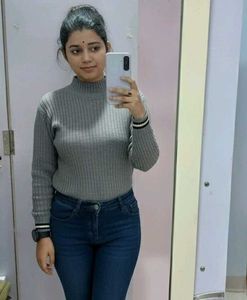 Gray Knit Turtleneck Top