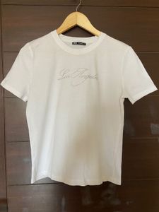 Zara White Embellished Tshirt (M)