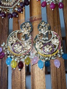 Colorful Fashion Earrings for ethnic wear set of 3
