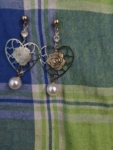 Heart & Pearl Drop Earrings