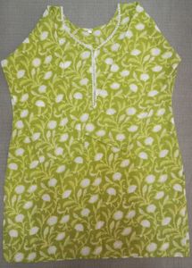 Lime Green Floral Kurta