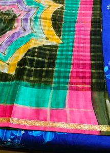 Bottle Green Colour Cotton Saree