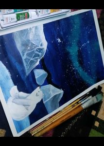 Polar Bear Aurora Art
