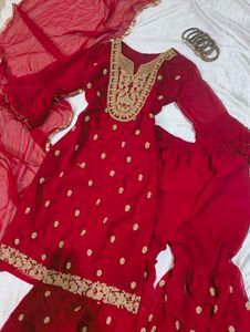 Hot Red Heavy Garara Suit ❤️