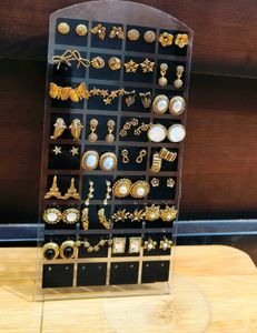 Gold Toned Multiple Design Earings 32 Pair At 450
