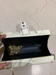Marble Clutch with Gold Lock