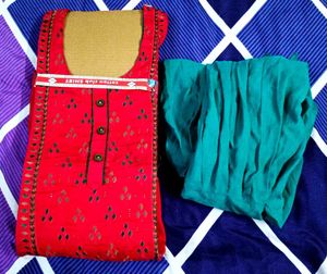 Readymade Red Printed Kurta Set