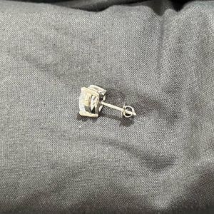 Silver Solitaire Heart Studs