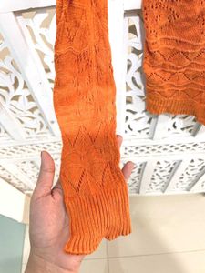 Imported Orange Crochet Shrug C