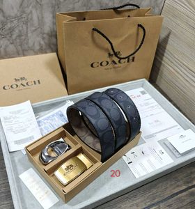 COACH MIX 2 BUCKLE BRANDED BELT WITH BOX