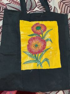 Floral Fabric Paint Tote Bag
