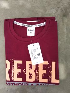 Brand New Maroon Printed Pure Cotton T-shirt