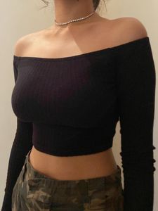H&amp;M Black Off Shoulder Crop Top