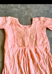 Peach Embroidered Indian Dress