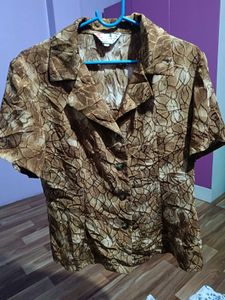 Vintage Abstract Print Short Sleeve Blouse