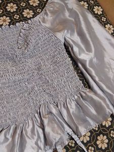 Metallic Silver Crop Top