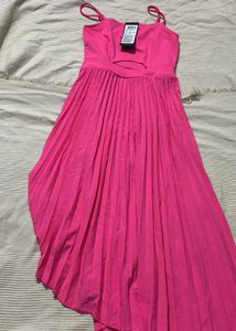 Pink Pleated Mini Dress