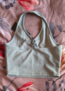 Sage Green Halter Crop Top