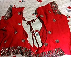 Red Embellished Saree