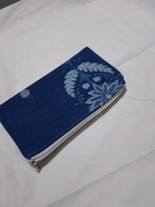 Blue Floral Print Pouch