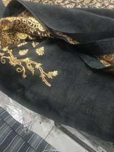 Elegant Black &amp; Gold Saree 1400  Price Hand Work