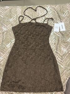 Sorona Brown Lace Mini Dress