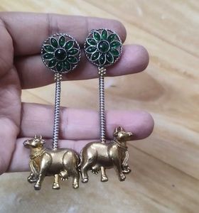 Cow Motif Dangle Earrings