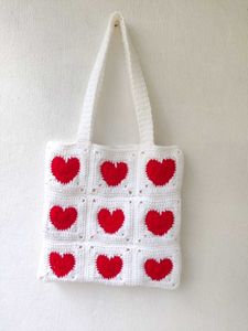 Crochet Heart Tote Bag