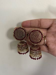 Red Stones jhumki