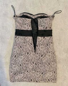 H &amp; M Beige Lace Overlay Sleevless  Black Bow