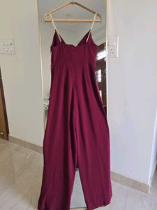 ZARA Gold Chained Burgundy Jumpsuit